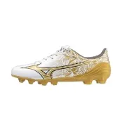 【MIZUNO 美津濃】α SELECT Jr. 一般楦 兒童足球釘鞋 草地 白x金 P1GB246550