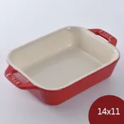 Staub 陶瓷長方烤盤 14x11cm 櫻桃紅