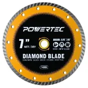 POWERTEC 14006 7吋（約17.8公分）渦輪鑽石鋸片 乾濕兩用磁磚切割片 附5/8吋（約1.6公分）轉接環
