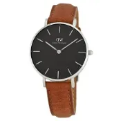 【Daniel Wellington】經典杜倫淡棕色皮帶腕錶-銀框/32mm