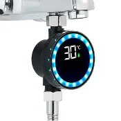 【Nil】家用式花灑LED溫度計 測溫洗澡淋浴水溫器 水力發電顯示器 三色提醒指示燈 防水溫度儀 水溫計 溫度表