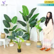 協貿國際日用品生活3館 北歐仿真植物裝飾天堂鳥落地盆景室內裝飾綠植擺件大型旅人蕉盆栽