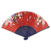 【順勢小站】日韓絹布印花扇子,仕女扇,櫻花扇,藝術扇,手搖扇,花布扇,客家花布扇~~隨機出貨