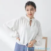 earth music&ecology 荷葉摺邊綁結設計襯衫罩衫(1K42L0A0530)