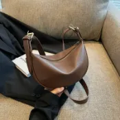 全球選品1館 生活百貨 2025女士餃子包單肩包pu斜後背包法式女包包褶皺包氣質熟女百搭