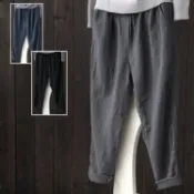春夏顯瘦寬鬆綿麻哈倫褲