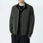 協貿國際日用品生活館 春秋季夾克男2022韓版修身大碼立領外套青年商務休閑風衣軍綠棒球