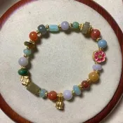 #天然翡翠 【保A】多寶翡翠手串，彩虹多寶鼓珠， 天然灑金紅，錦鯉色，桂花糕，翡翠多寶隨行珠 顏色很美，默認微