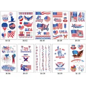 34 M 美國 獨立日 USA 美國 國旗 老鷹 紋身貼紙 表演造型 派對 舞會 能貼在 手機殼 安全帽 汽車 機車上