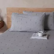 【YVONNE 以旺傢飾】公益 100%美國棉印花床包-長頸鹿 迷霧灰(雙人 純棉 台灣製 攜旺認養)