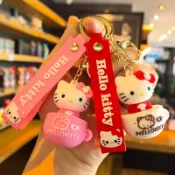 【新款】卡通KT凱蒂貓吊飾 娃娃機鑰匙扣批發 女生可愛包包吊飾 時尚背包掛飾 3D汽車鑰匙圈 立體軟膠鑰匙鏈 情侶公仔禮