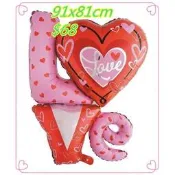 #L02~91x81cm連體LOVE氣球鋁箔氣球party KTV酒吧情人節七夕告白求婚球柱拱門佈置桌上空飄球婚紗照道具