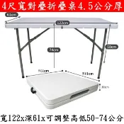 福利品含運4尺寬升級版厚4.5公分對疊折疊桌-工作摺疊桌/洽談折合桌/拜拜展示桌/露營野餐桌/休閒桌/會議會客桌Z122