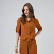 【ILEY 伊蕾】-5℃質感西裝領縲縈外套(桔；M-XL；1251024003)