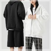【ONEY 歐妮】★連帽開衫華夫格拉鍊外套(女上衣/長袖/薄款)
