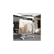 (店+)熱賣 晾衣架 落地家用曬衣架雙桿可移動曬架 陽台伸縮不銹鋼加粗晾衣桿
