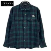 【DOKODEMO】The North Face NR62230 綠色拉絨木絲襯衫，M 碼 [二手]