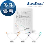 【藍鷹牌官方直營】N95醫療口罩 成人3D立體 白口罩x跳色耳繩 橙靛紫冰綠 台灣製30片 NP-3DMKWA-30