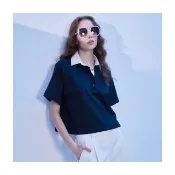 【Le Polka】撞色領箱型POLO衫-女