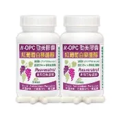 【赫而司】紅葡萄白藜蘆醇2罐(共120顆紅酒多酚花青素OPC鞣花酸+維生素CE具抗氧化養顏R-OPC勁美全素膠囊)