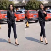 協貿國際日用品生活11館 抖音同款黑色襯衫長袖V領女九分小腳褲開叉OL氣質職業套裝2021春