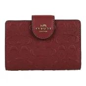 【COACH】浮雕LOGO皮革中夾