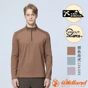 【荒野 WildLand】男 彈性暖感半襟拉鍊機能衣.機能長袖保暖衫.內刷毛中層衣.休閒運動上衣/ 0B22602