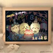 【美心生活館】💥新款Chiikawa生日快樂擺臺兒童卡通木質相框擺件送朋友生日禮物