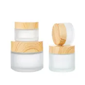 (店+)面霜分裝盒｜玻璃瓶 旅行分裝 乳霜瓶 分裝盒 化妝品 分裝罐 木紋蓋 分裝瓶 磨砂款 玻璃膏霜盒 面霜瓶
