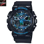〈秀〉CASIO專賣店公司貨附保證卡及發票G-SHOCK藍x黑酷炫配色 指針數位雙顯GA-100CB-1A耐衝擊構造
