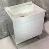 (店+)【聯德爾】70公分-活動式人造石洗衣浴櫃+304不鏽鋼龍頭(洗碗/洗衣/活動式洗手台/人造石檯面/櫃體白色)