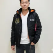 EDWIN 愛德恩 MA-1 飛行外套｜立領鋪棉 THERMOLITE科技保暖｜男款 黑色 S-M｜冬季保暖防風飛行夾克