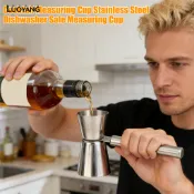 洛陽牡丹雙頭盎司杯雞尾酒量杯不銹鋼雙頭不銹鋼雞尾酒跳汰機防銹耐磨量杯精準飲品