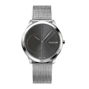 【CALVIN KLEIN】minimal系列 銀色系 經典大CK 灰黑面 米蘭帶錶帶 手錶 腕錶 CK錶 40mm 情人節(K3M21123)
