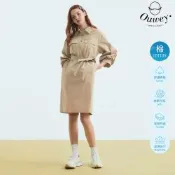OUWEY歐薇 法式知性膨袖長洋裝(卡其色；S-L)3233167006