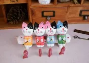 ★星之屋生活工坊★ zakka精品 峇里情手工木雕彩繪 木椅斑紋釣魚貓 釣魚貓擺飾 貓 動物木雕 店面裝飾 拍照道具 木製品1602012