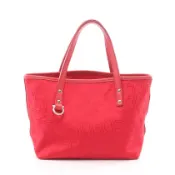 【DOKODEMO】【二手】 Salvatore Ferragamo Ferragamo 托特包，Gancini 標誌圖案，21號，A839 ，RED帆布皮革，迷你托特包，女士