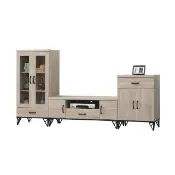 【柏蒂家居】哈德克8尺多功能電視櫃組合(二門中展示櫃+視聽長櫃+二門小收納櫃)