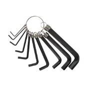 (店+)六角板手鑰匙圈10支組 短款 電鍍 染黑 公制 英制 鑰匙彈簧圈 1.5~10mm