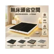 (店+)自在戶外 懸浮床 現代簡約無床頭床架 加厚懸浮鋼架床 鐵藝主臥雙人床 榻榻米排骨架 感應燈款 黑色白色邊框加密款 ec
