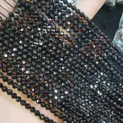 天然黑碧璽石 鑽切 條珠 天然黑碧璽 刻面 半成品 串珠 黑色電氣石 碧璽 碧璽石 切面 算盤 盤珠  辟邪 項鍊