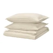 【IKEA 宜家家居】RUNDHAGTORN 被套附2個枕頭套, 米色, 200x200/50x80 公分