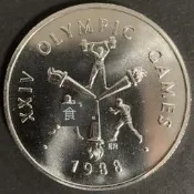 【小可熱銷】薩摩亞1988年 漢城奧運會 紀念幣 10元 大銀幣 全新U