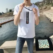 FINDSENSE服飾 FINDSENSE 時尚潮流 男 百搭 日系 日文 短袖T恤 圓領上衣短T 特色短T