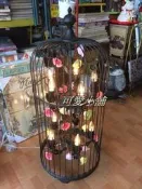 台中☆可愛小舖傢俱家飾☆法式古典鄉村風鐵藝黑色仿舊鳥籠玫瑰花落地立燈燈飾裝飾民宿配合設計師 批發超低價限量商品Ｅ１４蠟燭
