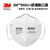 【煒興&3M】(50個/盒)3M™9501+舒適款口罩 耳掛式 有效過濾≥95%防pm2.5 粉塵