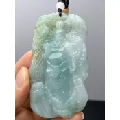 愛15（附雙證書）磨砂。天然翡翠A貨。九龍關公 關聖帝君武財神吊飾