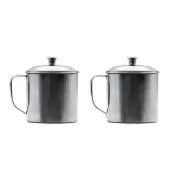 【LINOX】銀世代304不鏽鋼杯-10cm 750ml -二入組(不鏽鋼杯、附蓋子、漱口杯)