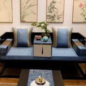 『開心樂購』中式紅木沙發墊帶靠背實木家具防滑濤罩羅漢床墊定製海綿乳嘐坐墊