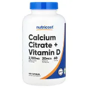 【iHerb】Nutricost, Calcium Citrate + Vitamin D, 180 Capsules